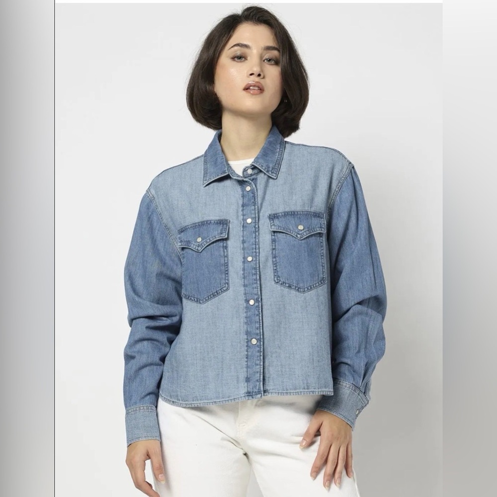 Gap Panel Denim Patchwork Western Rodeo Cropped P… - image 1